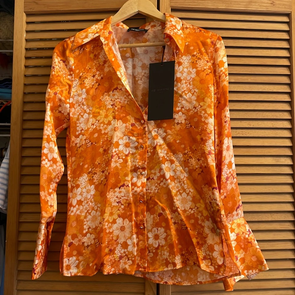Orange silk blouse